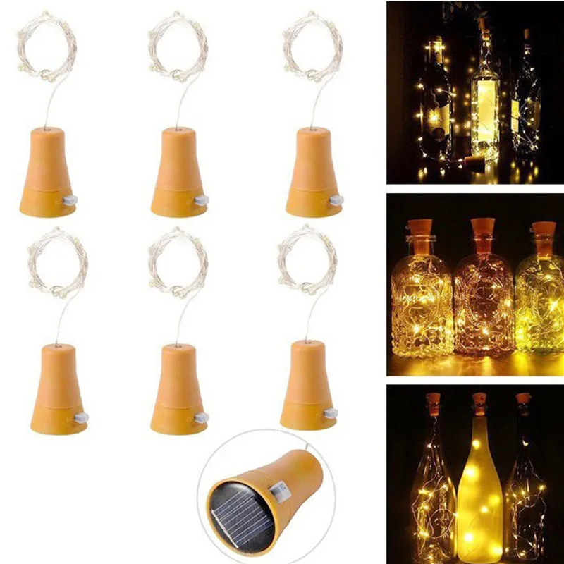 

Solar Led Light Outdoor 2m 20 Led Copper Wire Garland Led Lights Wine Bottle Cork Fairy Lights Wedding Christmas String Light