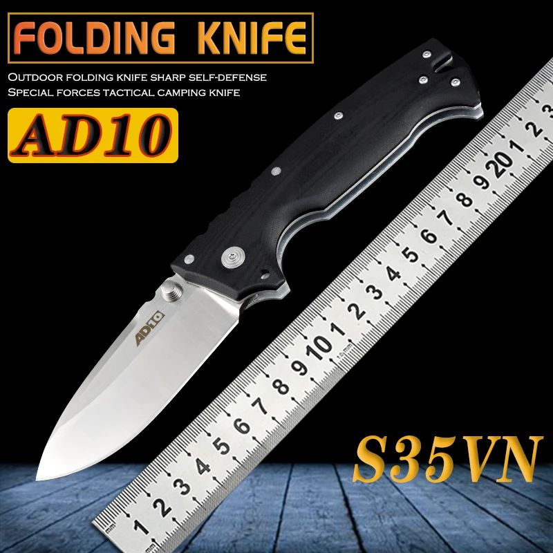

Складной нож холодной стали Ad10 для кемпинга, выживания, карманный G10 D2 Mark S35vn, высокая твердость, острый, для повседневного использования, тактический, для самообороны