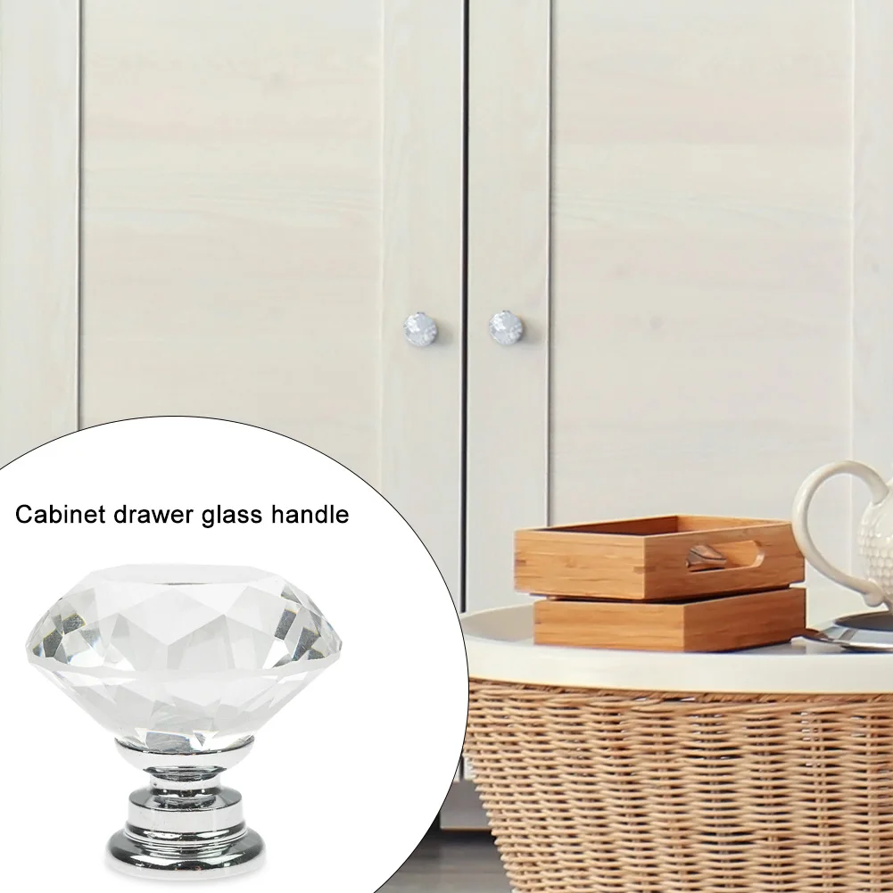 0 шт хрустальные ручки для шкафов ящика Алмазная форма декоративные стеклянные