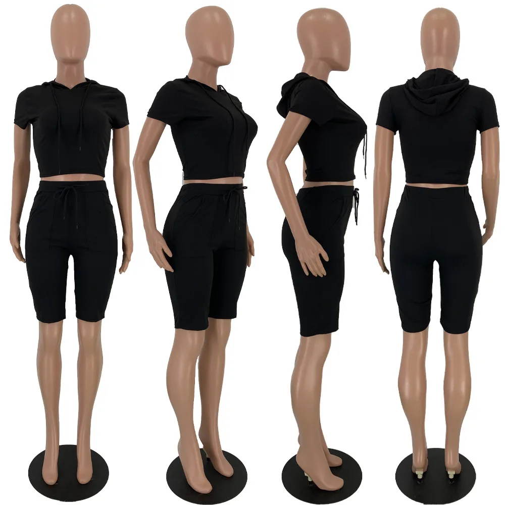 

Women Fashion Women's Solid Color Hooded Casual Cotton Casual Suit