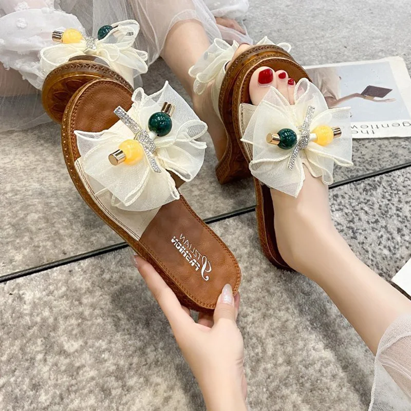 

Shoes Ladies' Slippers Butterfly-Knot Summer Clogs Woman Glitter Slides Fashion Pantofle Platform Beach Flat Jelly Luxury 2021 C