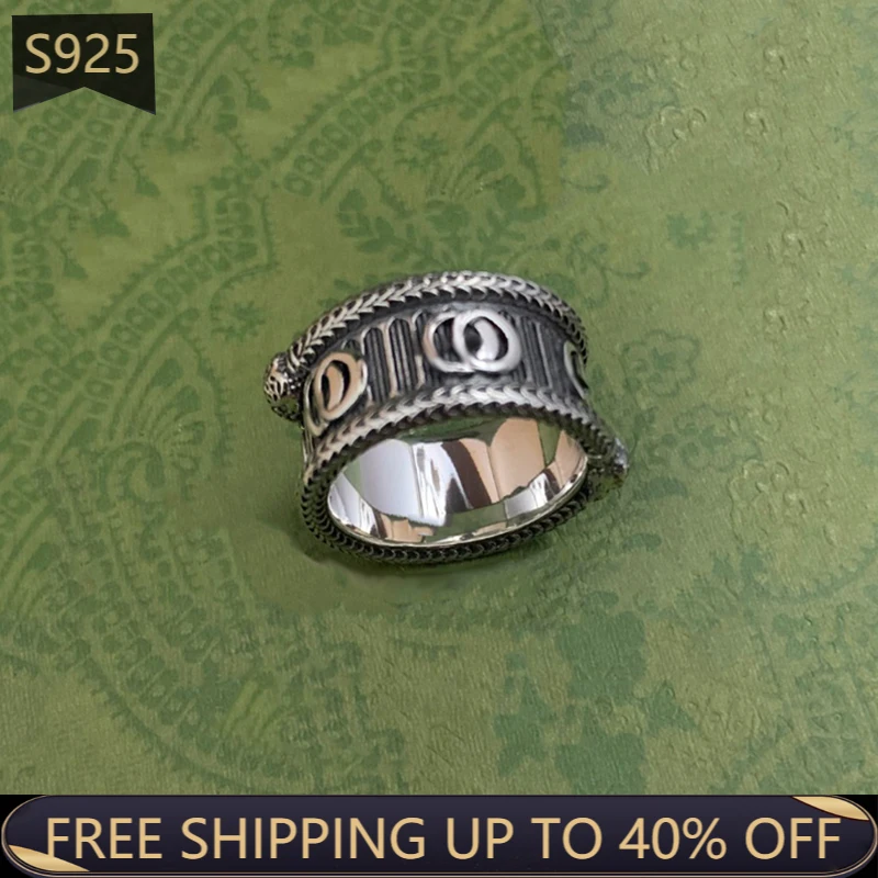 

925 Sterling Silver Luxury Brand Snake Ring Men And Women Couples Fashion Retro Trend All-match Men’s Gifts