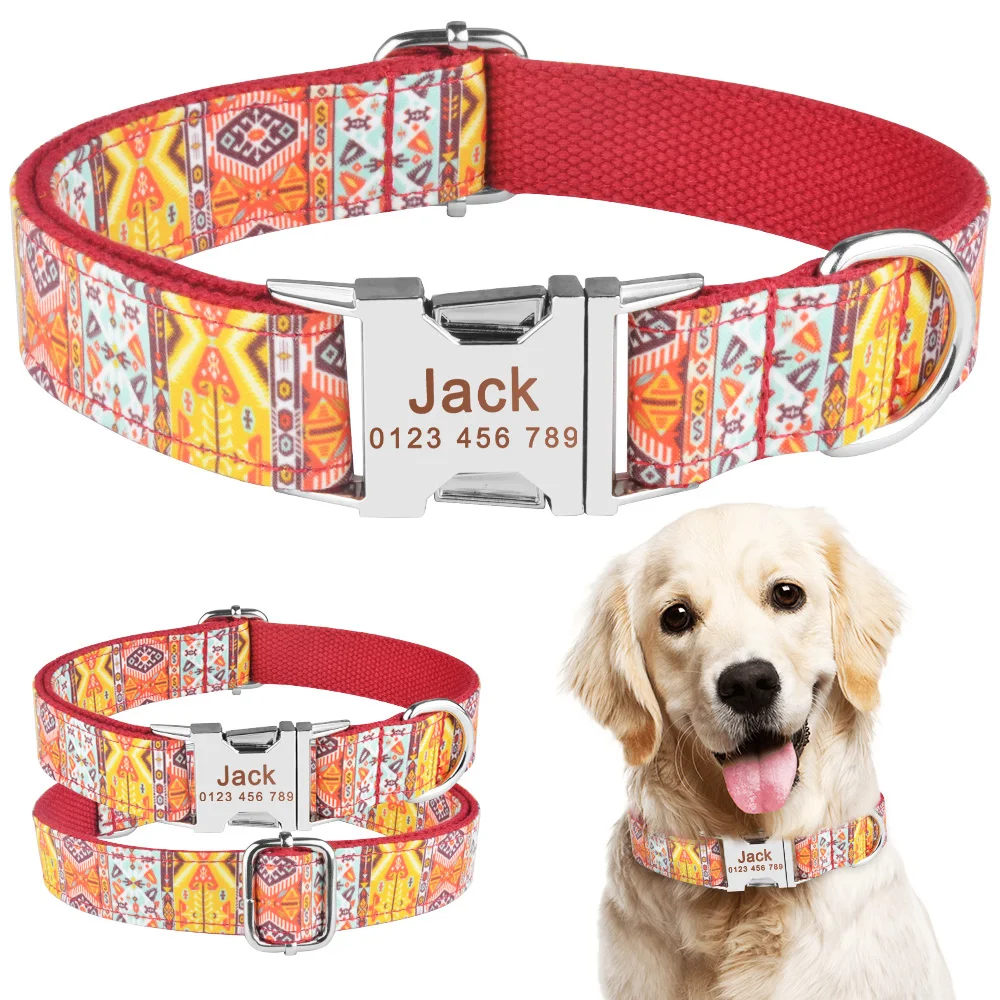 

Nylon Customizable Adjustable Dog Collar Personalized Engraving Name Pet Collar Unisex Dog Collar Regardless Of Gender XS S M L