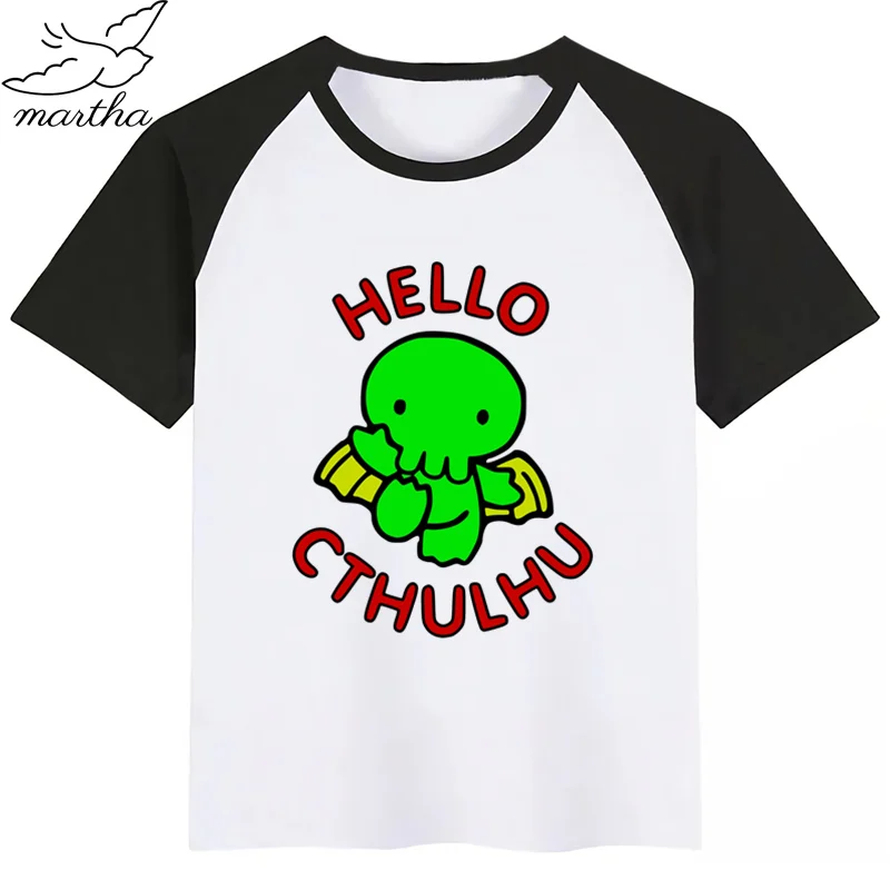 Детская футболка с Cthulhu принтом забавная мультипликационная кавай девочка Топ