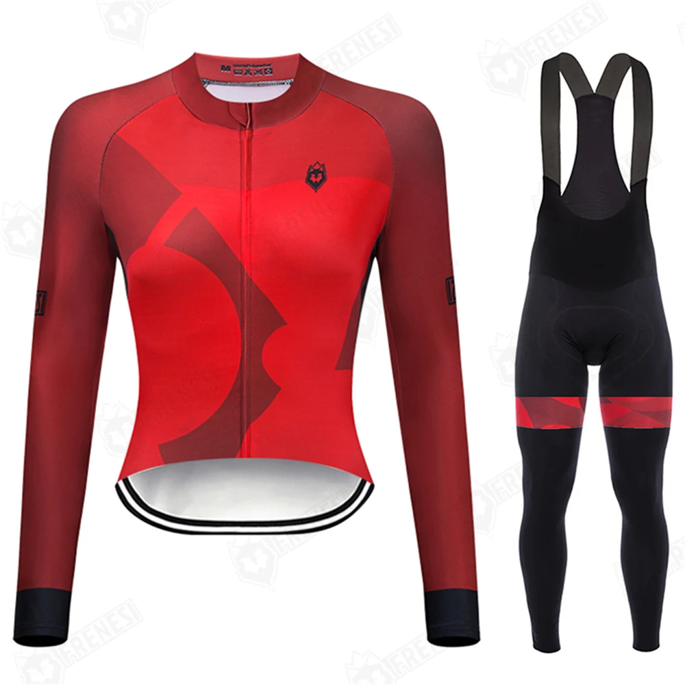 

Женский зимний комплект велосипедной одежды Frenesi Ropa Ciclismo, теплый флисовый комплект с комбинезоном и брюками для горного велосипеда, теплая ...