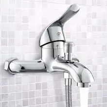 Xueqin Chrome Polished Wall Mounted Faucet Mixer Tap Bath Tub Valve Shower Faucets Bathroom Single Handle Cold And Hot Water