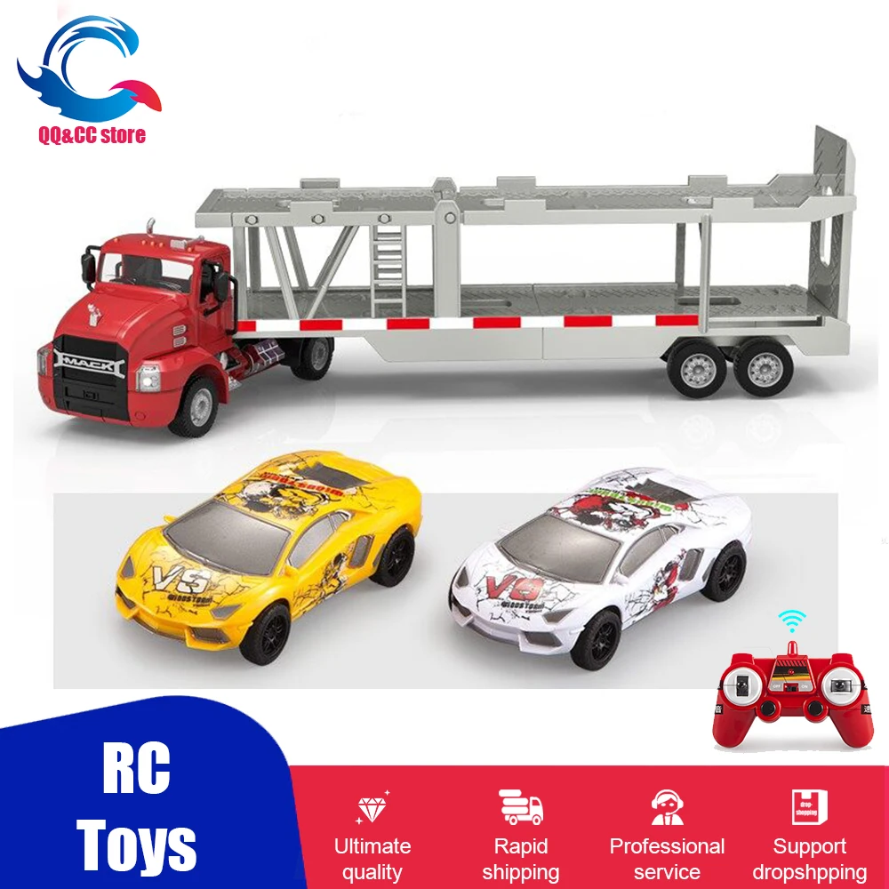 E583-001 1: 26 RC araba elektrikli makine 2.4Ghz uzaktan kumanda römork modeli düz taşıyıcı kamyon seti oyuncaklar çocuklar için çocuklar çocuk