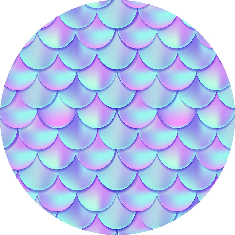 Mermaid Fish Scales round Circle photography backdrop kids baby shower birthday party decor photo background table cover YY-89 |