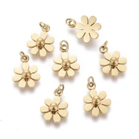 10pcs golden stainless steel flower charms with jump ring charms for diy jewelry making earrings necklace findings 10x7 5x3mm