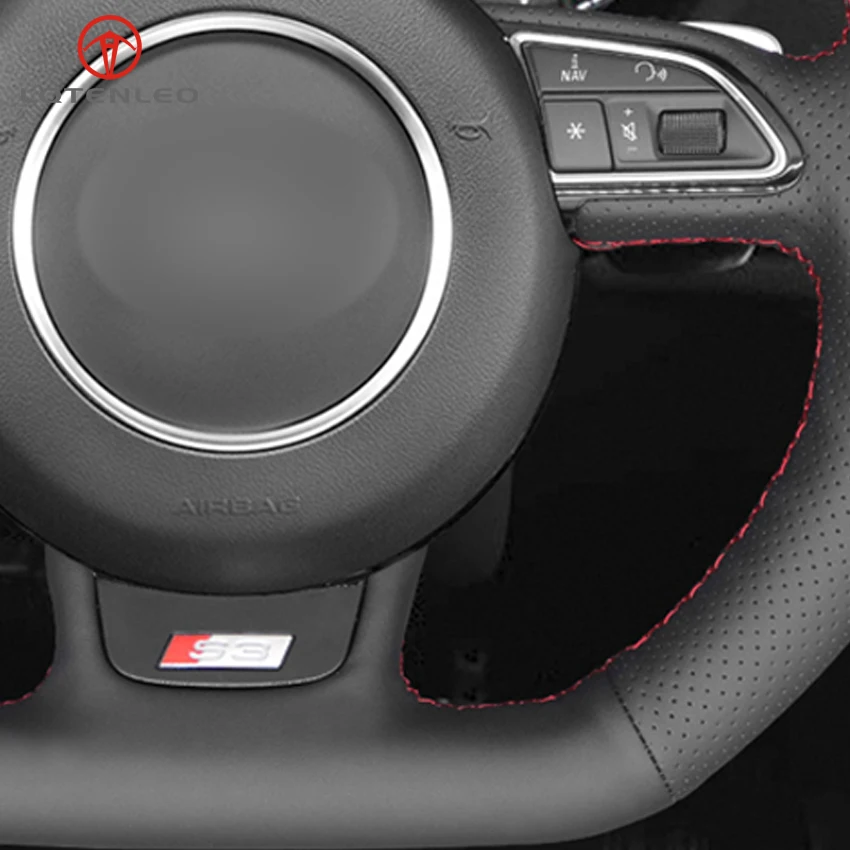 LQTENLEO черная натуральная кожа для рукоделия Audi A5 A7 RS7 S7 SQ5 S6 S5 RS5 S4 RS4 S3 2012 2018|car steering
