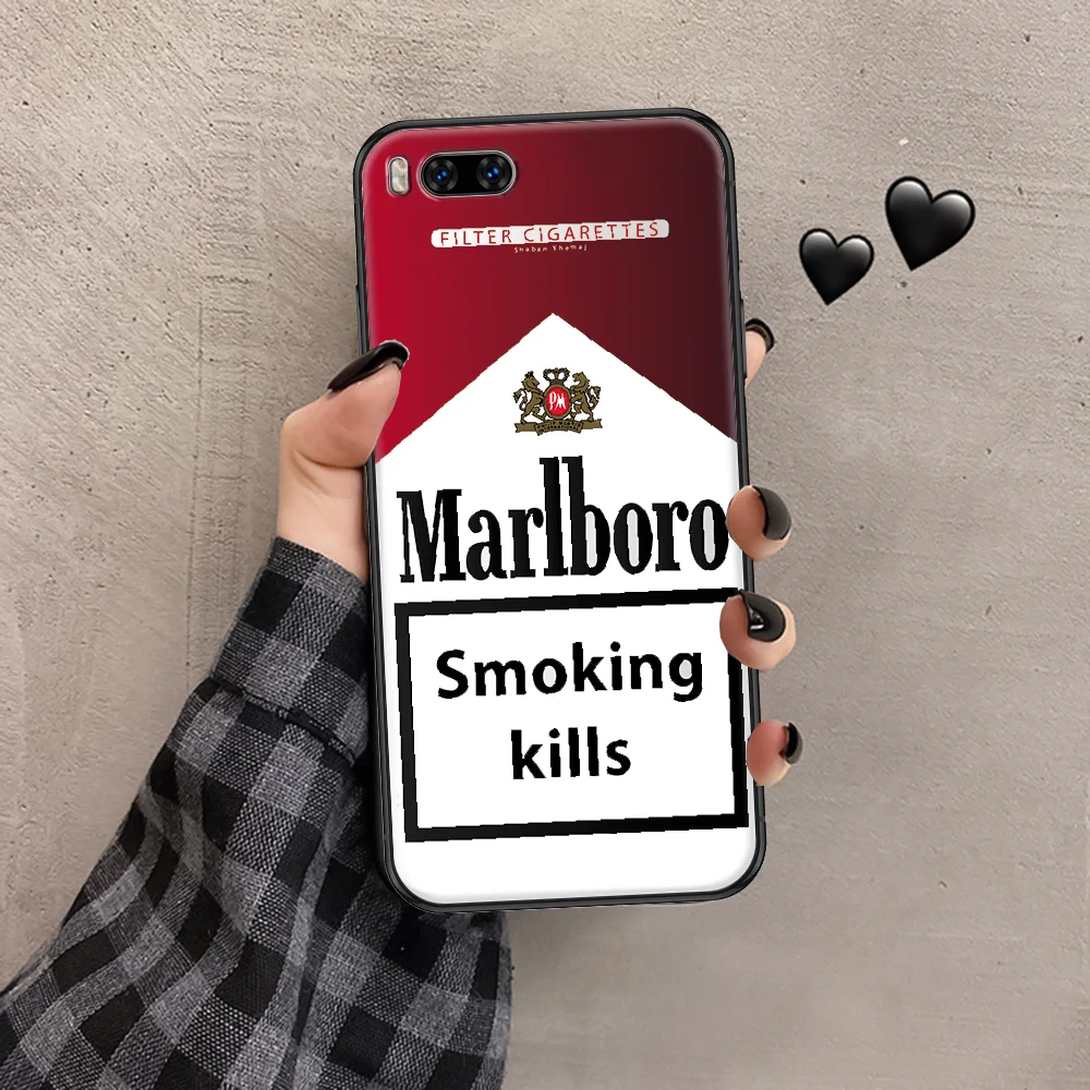 

Fashion Cigarette Box Brand Phone case For Xiaomi Mi Max Note 3 A2 A3 8 9 9T 10 Lite Pro Ultra black trend back painting hoesjes