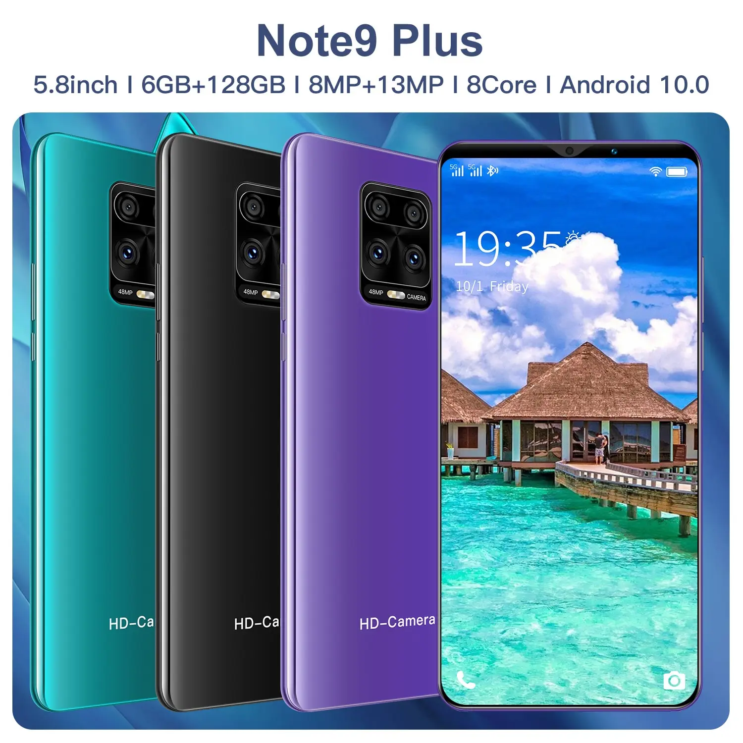 

Note9 Plus 2021 Global Version 5.8 Inch 6+128g 8core 8mp+13mp Android Cell Phones 10 Face Id Fingerprint Cheap Smart Phone