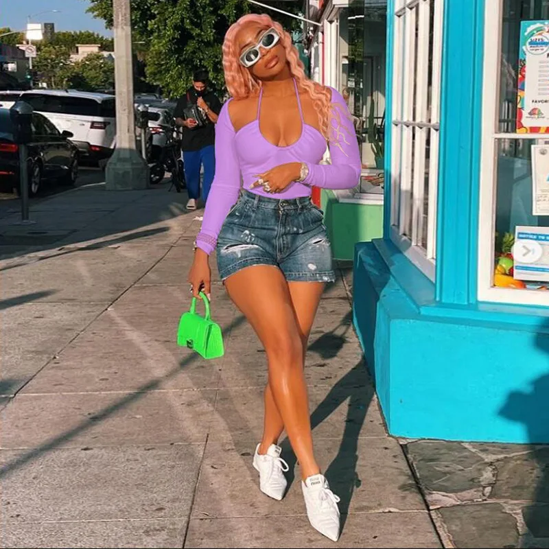 

Fashion Women's T-shirt New Summer Casual Hot Sale Hanging Neck Pullover Solid Color Sexy Sling T-shirt Woman Tshirts Donsignet