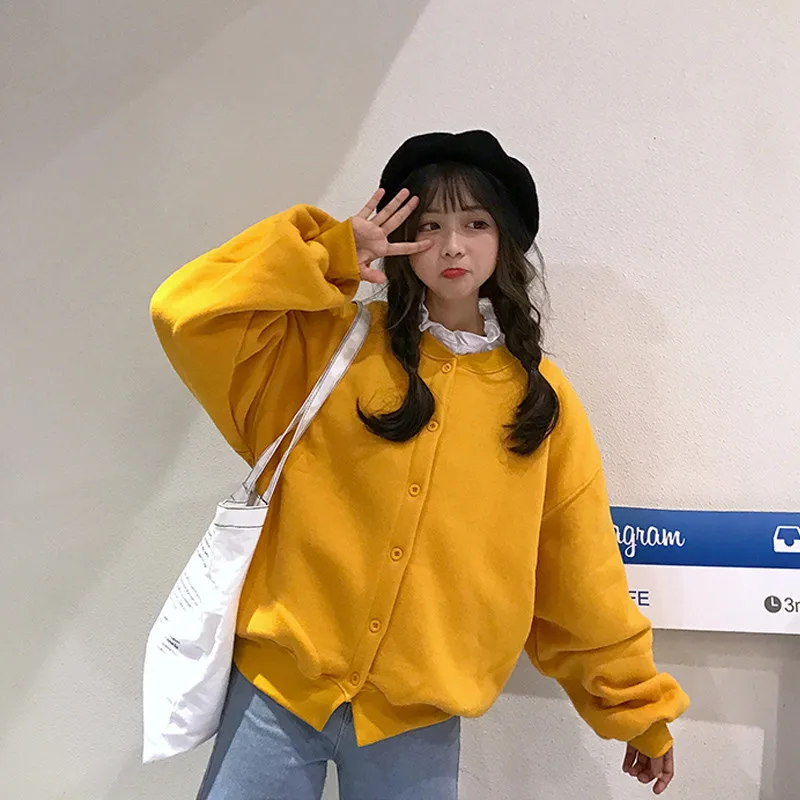 

Cardigan Best-Selling Sweatshirt Female Autumn and Winter Ins Loose Korean Boyfriend Idle Style Plus Velvet Thick Baseball