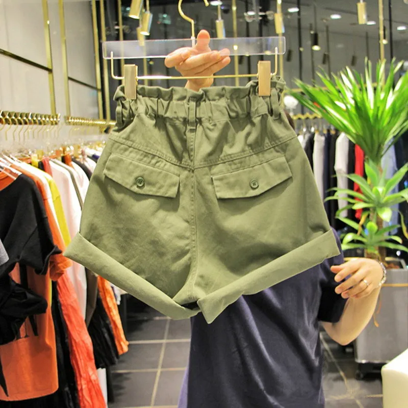 Летние популярные шорты с оборками и высокой талией в Корейском стиле женские