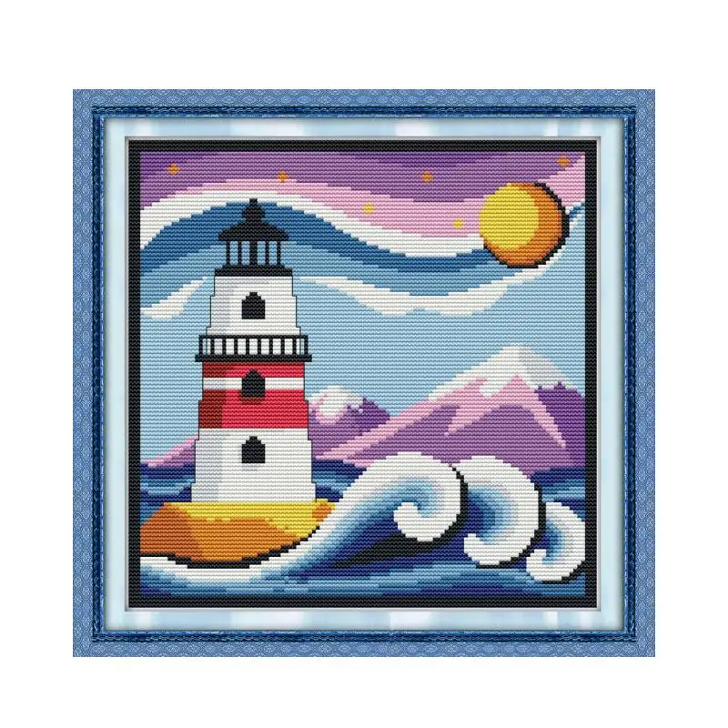 

Lighthouse 6 cross stitch kit aida 14ct 11ct count printed canvas stitches embroidery DIY handmade needlework