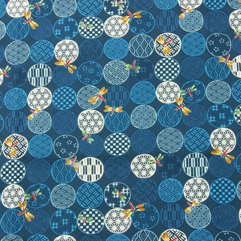 Половинная тонкая хлопчатобумажная ткань мягкая с принтом стрекозы ручная