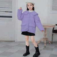 girls boys babys coat jacket outwear purple new fur thicken winter plus velvet warm formal sport teenagers childrens clothing