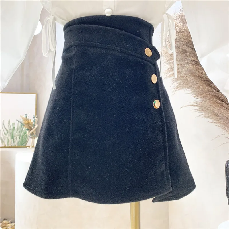 

Niche Design New Women's Clothing 2021 Autumn Winter High Waist Versatile Irregular A-line Woolen Skirt