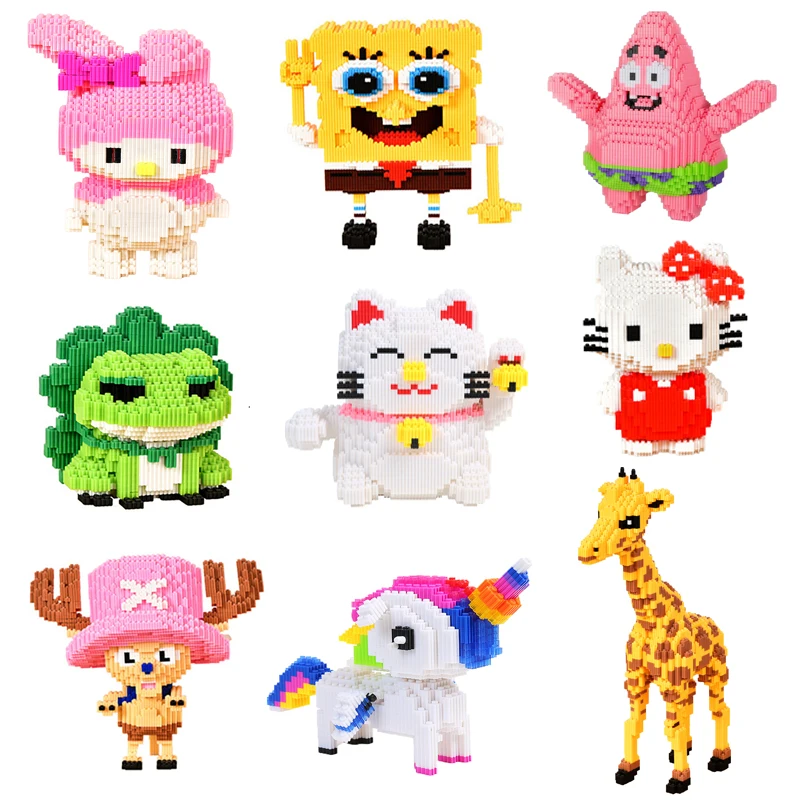 

Anime 3D Model Building Blocks Animal Giraffe Cat Pony Reindeer DIY Handmade Mini Diamond Building Blocks Adult Children's Toys