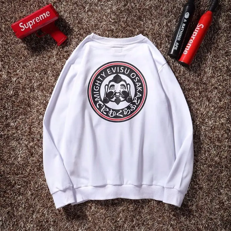 Evisu осенне-зимний мужской свитер с круглым вырезом, теплый дышащий Модный хлопковый свитер с принтом и длинными рукавами для мужчин и женщин, одежда для влюбленных - Цвет: 5008