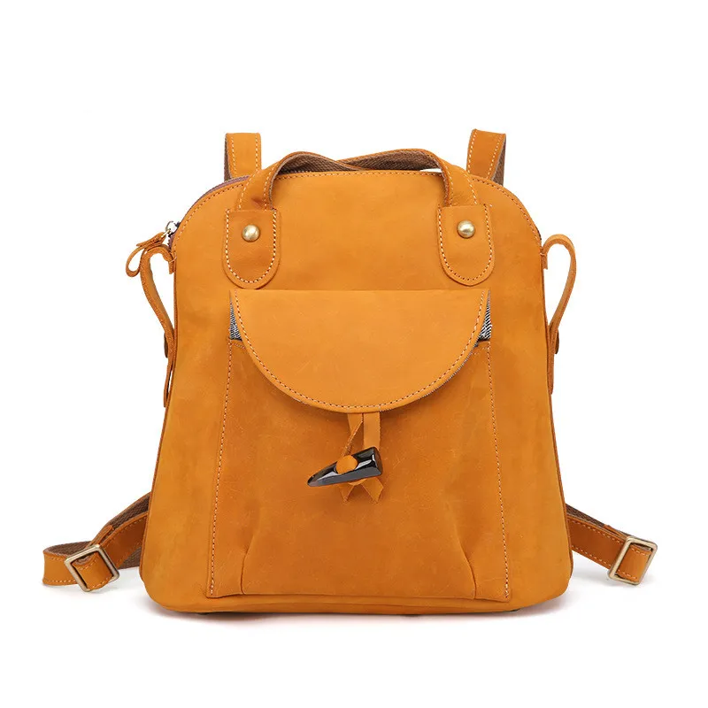 

2021 new Korean style fashion double shoulder leather multifunctional high quality retro backpack women