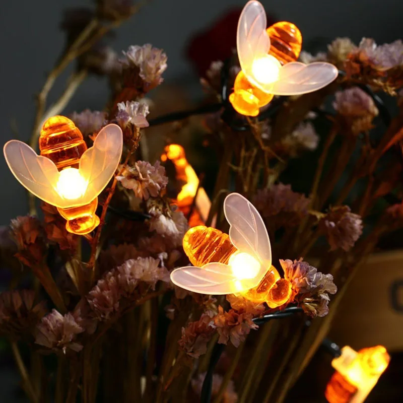 

Светодиодная гирсветильник в виде пчелы, уличный водонепроницаемый шнурок на солнечной батарее для сада, зоны патио, забора, беседки, летне...