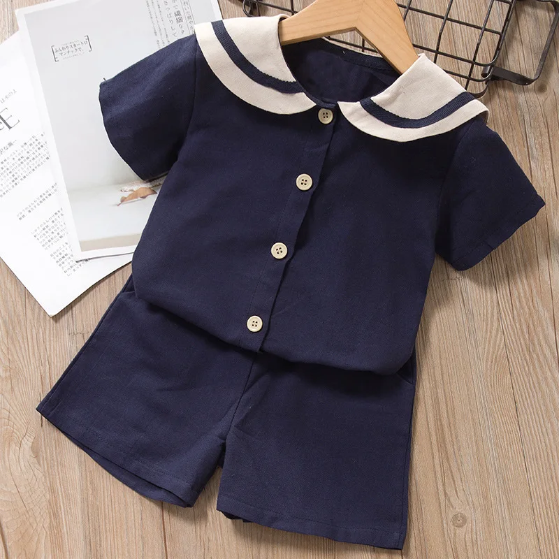 Детский комплект для маленьких девочек и мальчиков в морском стиле с рисунком