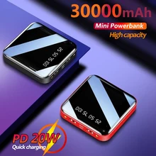 Mini 30000mAh Fast Charging Portable Powerbank Digital Display External Battery Charger with 2USB Safe for Samsung Iphone Xiaomi