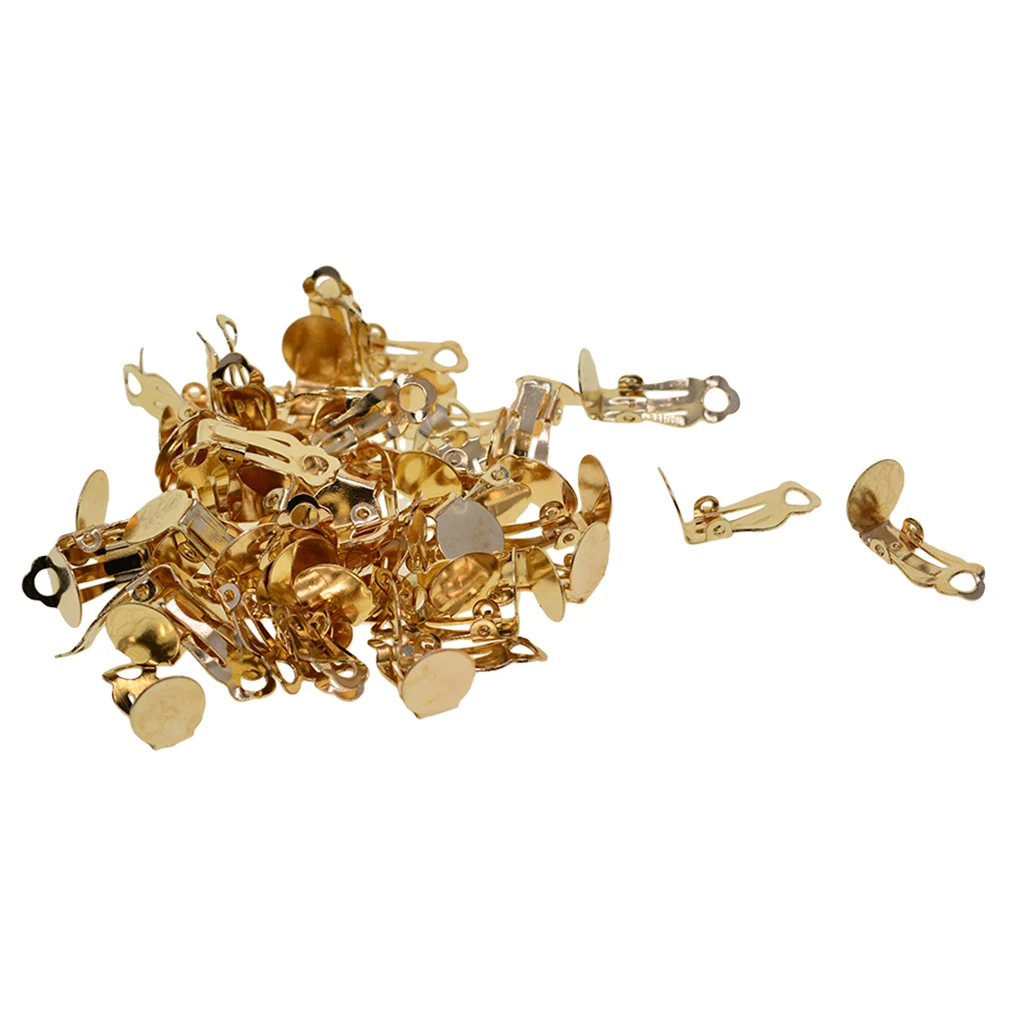 

Prettyia 100pcs Earclip Parts with Tray Base Earrings Hook Settings Findings