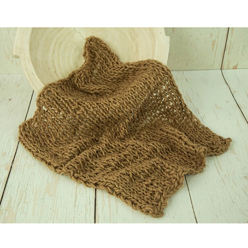 

Newborn Photography Props Infants Photo Shooting Basket Knitted Wool Crochet Baby Blanket