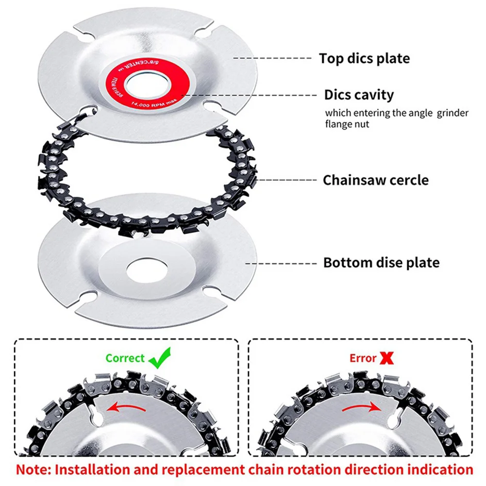 

4Pcs Angle Grinder Chain Disc Set Wood Grinding Wheel Chainsaw Carving Cutting Chain Saw Disc Power Accessories Tool Part