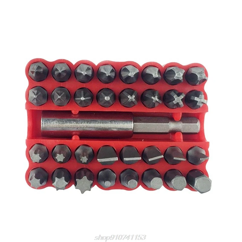 

33pcs Security Bit Set with Magnetic Extension Bit Holder Tamper Proof Hex Star Screwdriver Bits Set M15 21 Dropshipping