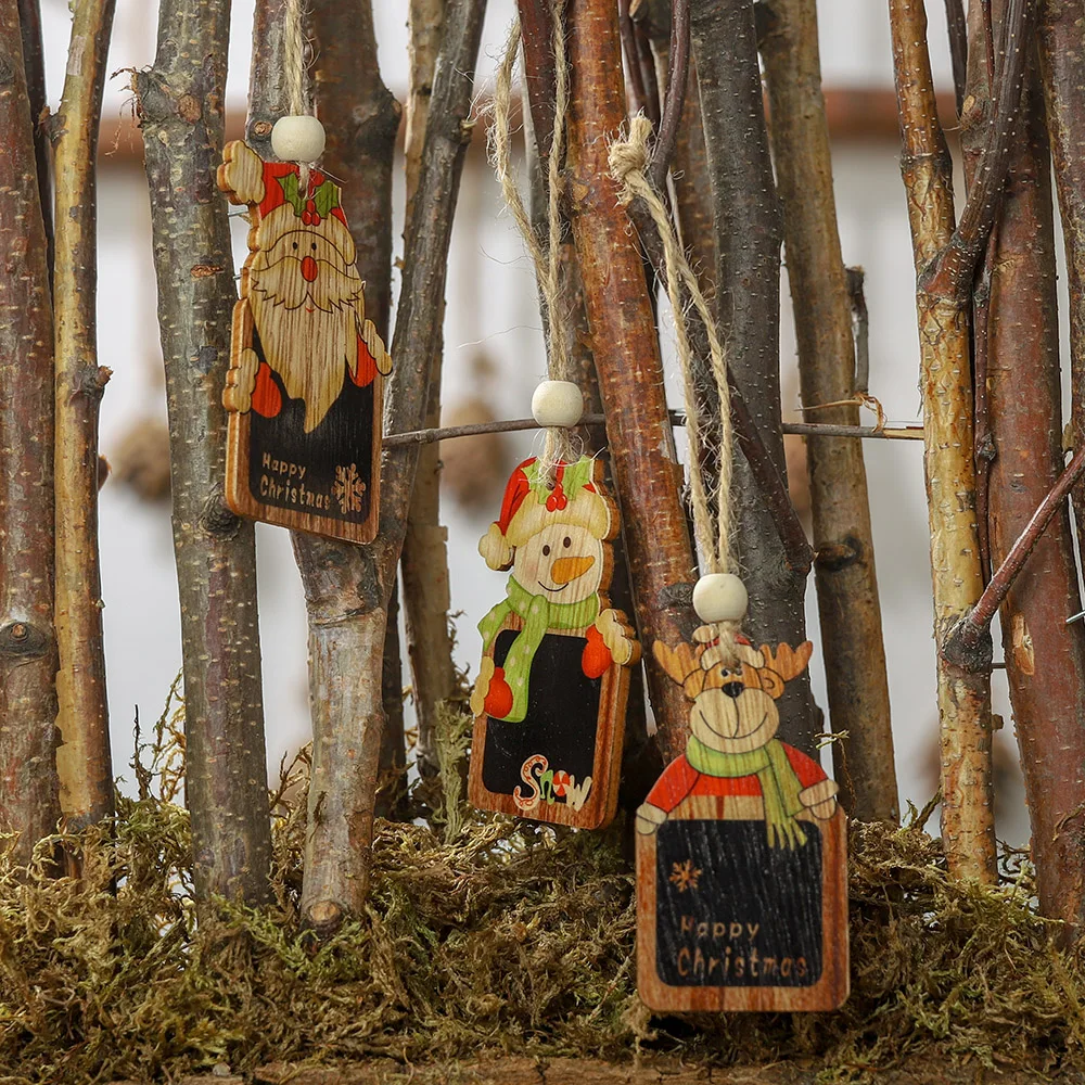 2 шт. деревянная маленькая доска подвесной кулон снеговик узор украшенные стены