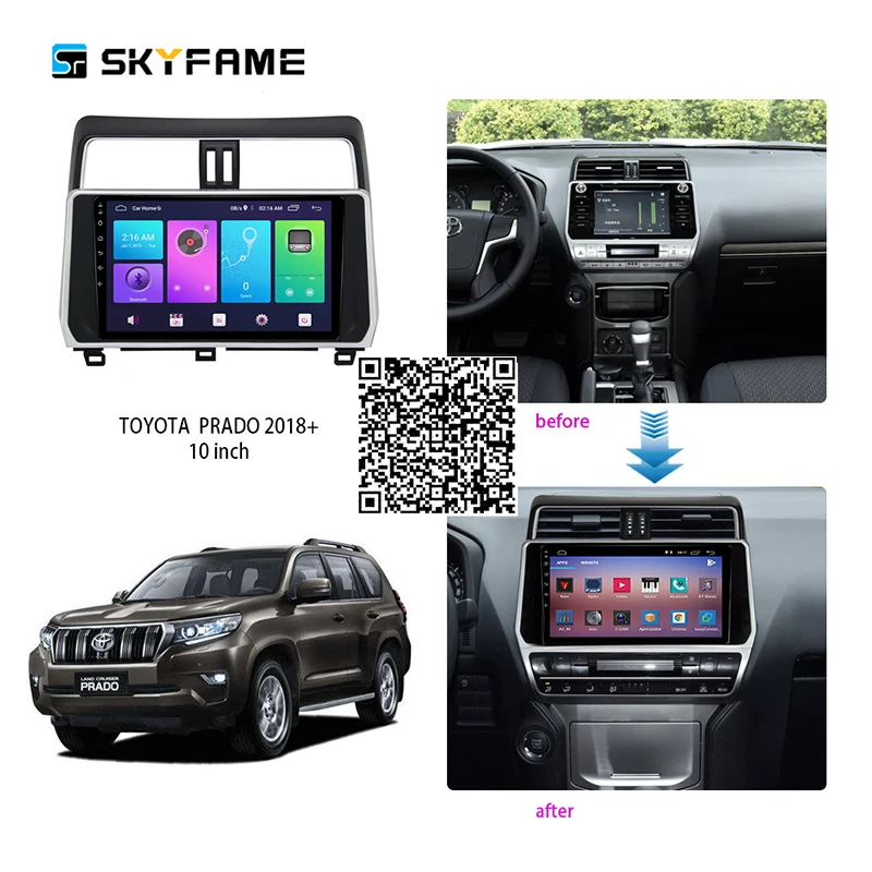 

SKYFAME 4 + 64G Авто Радио стерео для Toyota Prado LC150 2018 Android мультимедиа Системы gps-навигация, dvd-плеер