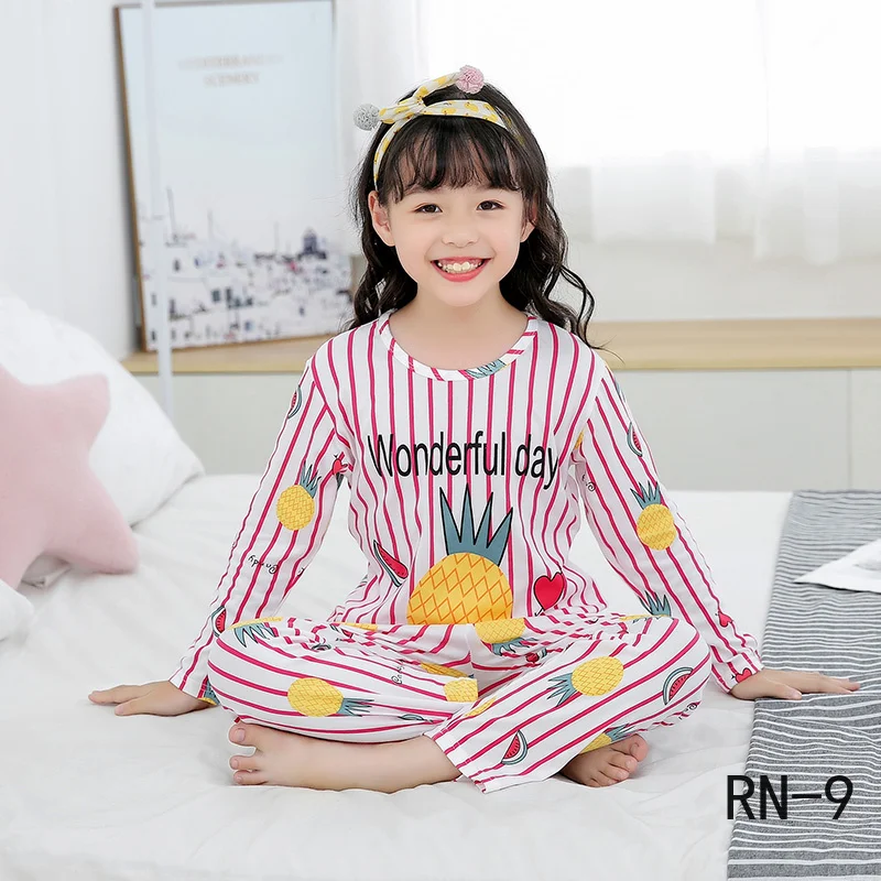 Модные детские пижамы комплект одежды для сна девочек с длинными рукавами и