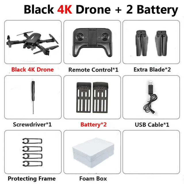 4K 2BAT foam box Радиоуправляемый Дрон с 4K HD камерой FPV Wi-Fi функция удержания высоты Selife Дрон складной Квадрокоптер Vs E58 SG106 M69 xs816 дроны - Цвет: 4K 2BAT foam box
