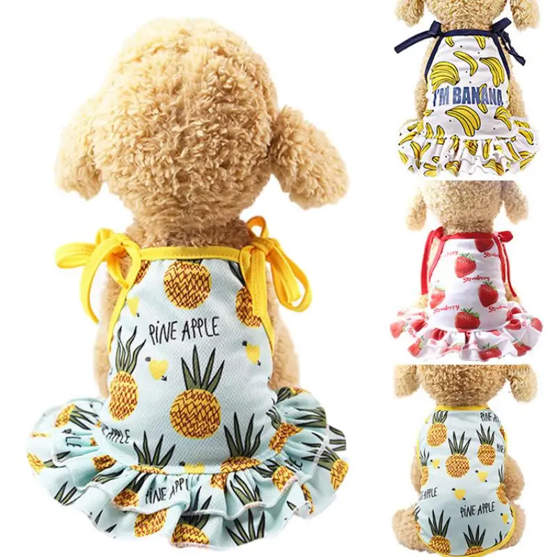 

Sweet Pet Dog Dress T-shirts Summer Breathable Cool Puppy Poodle Dress Vest Shirt Adjustable Shoulder Strap Dog Shirt Skirts