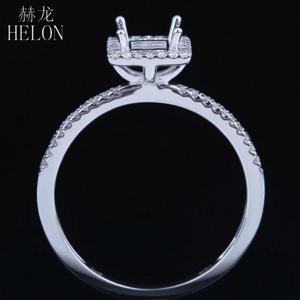 Хелон 4 мм Кушон / Принцесс Юморт Солид 14к Белое Золото Естественные Бриллианты Обручальное Кольцо для Женщин