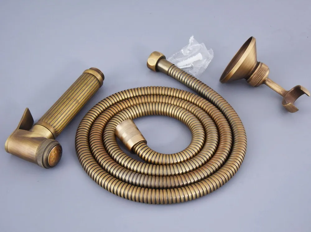 

Antique Brass Toilet Bidet Spray Hand Shower Head Bathroom Shower Spray + 1.5M Hose+ Wall Bracket Lhh111