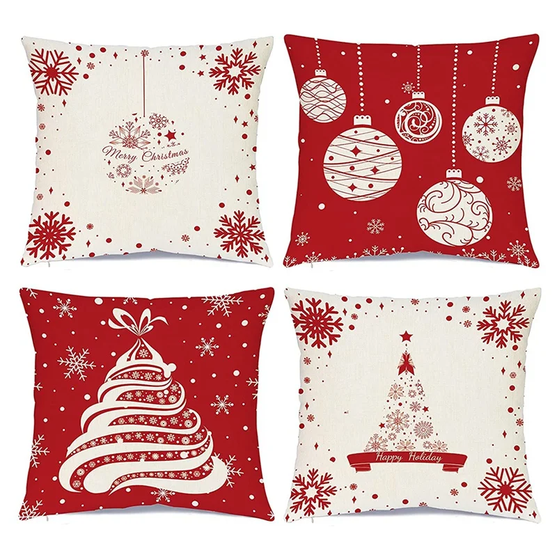 

Christmas Throw Pillow Covers 18 X 18 Set Of 4 Winter Decorative Throw Pillows For Christmas Home Sofa Couch Decor
