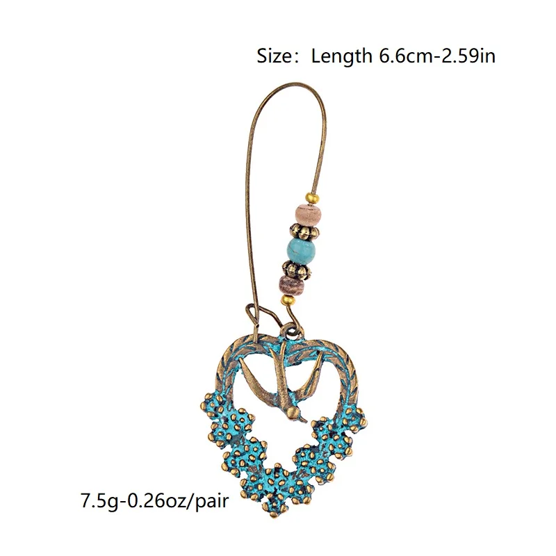 CARTER LISA Free Bird сердце форма из бисера сплав Висячие серьги для женщин цыганские