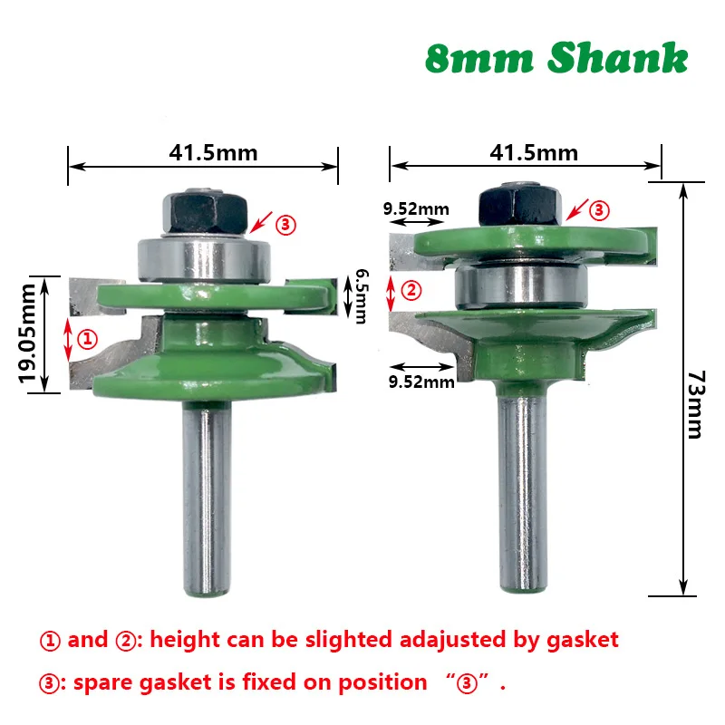 8 мм хвостовик 3 шт Дверная панель шкаф тенон фрезы направляющая для шкафа & Stile