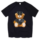 Футболка женская с принтом медведя, милая маска с коротким рукавом, повседневный топ с круглым вырезом в стиле Харадзюку, уличная одежда унисекс, на лето