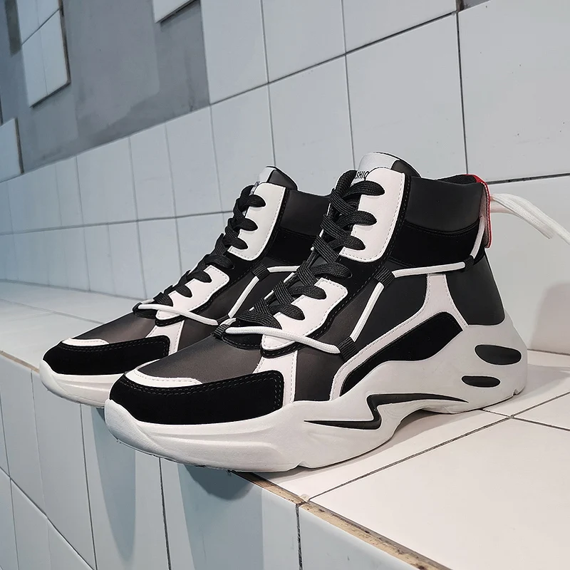 

leather Mens espadrilles trainers hightop Men sport man sports gym Casual sneaker casual vintage Sneakers korean 2020 high High