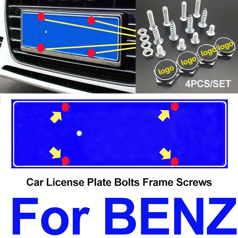 

Bolts Car License Plate Frames Tag Cap Screw Caps for GLC CLA ML GL Class S200 S300 S350 C E CLS GLK CLK Car Styling Accessorie