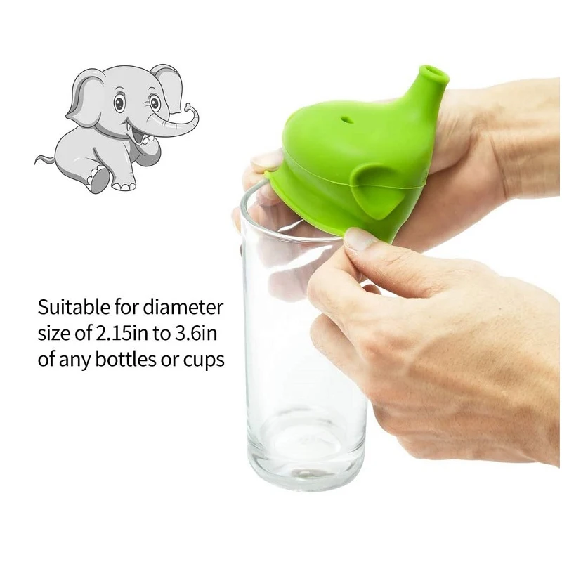 

Elephant-Shaped Silicone Cup Lid Children Training Suction Cup Drink Bottle Spill-proof Cap Nozzle Soft Water Bottle Mouth cover