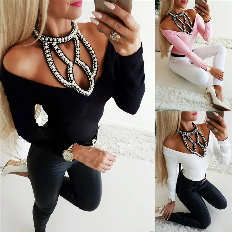 Женская Повседневная футболка с длинным рукавом женские тонкие сексуальные топы