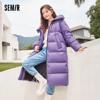 semir down jacket women long black technology three proof 2021 winter new loose basic solid hooded thick coat