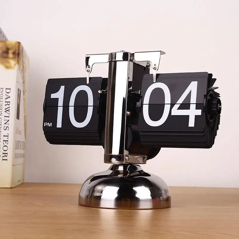 

Vintage Retro Auto Flip Digital Modern Desk Stand Clock Home Office DIY Decor